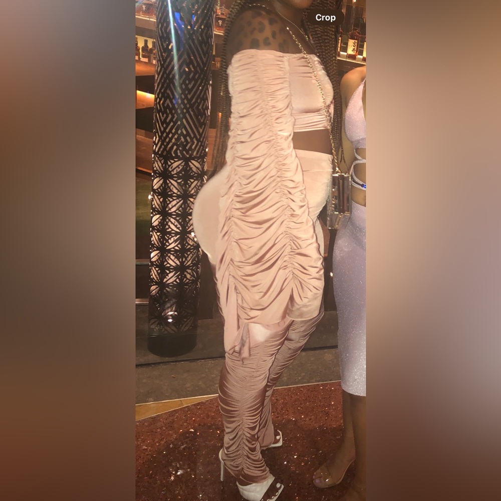 Elegant Pink Ruched 2 piece set